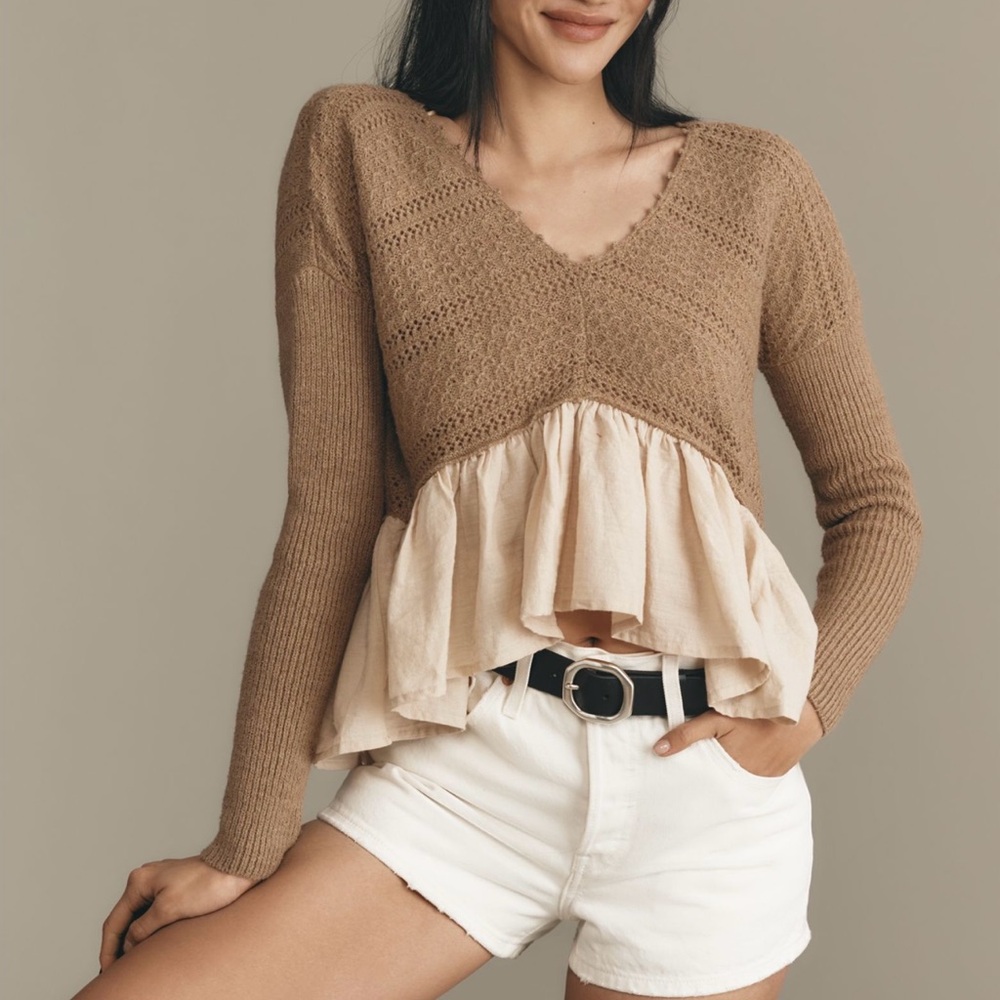 Anthropologie Twofer Sweater Peplum Blouse